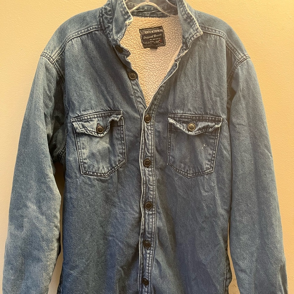 Vintage Men’s Work Wear Y2K Jean Jacket Shacket Choir Coat Sherpa Size LT